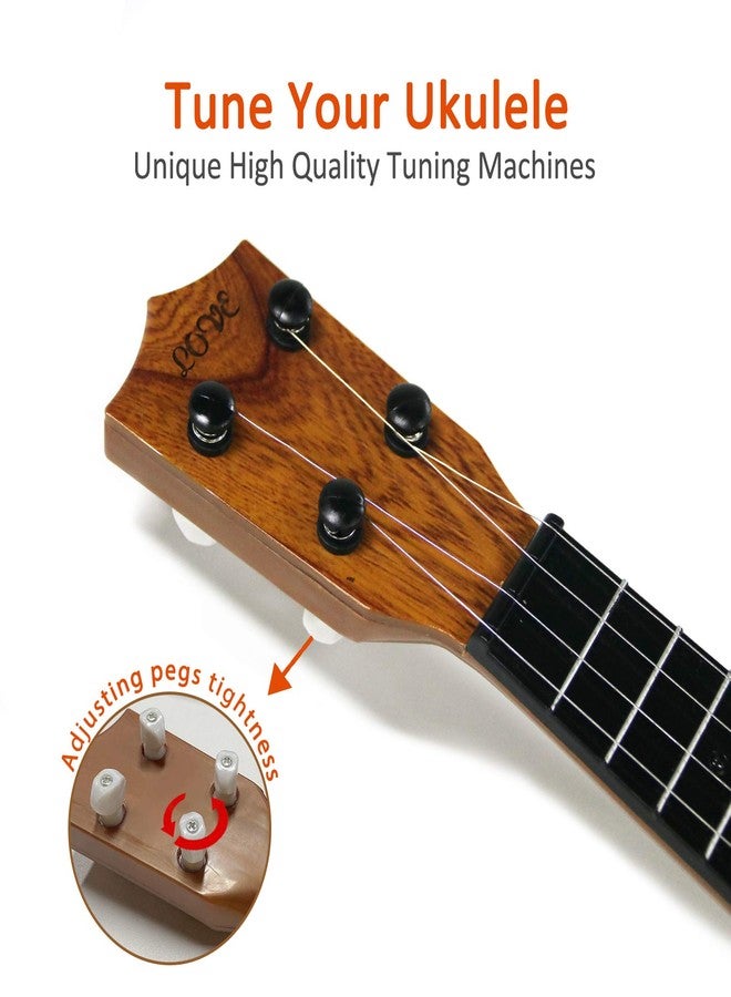 QDH Kids Toy Ukulele, Kids Guitar Musical Toy,17 Inch 4 Steel Strings, with Pick,Early Educational Learning Musical Instrument Gift for Preschool Children(Wooden Color) (17inch) - Image 4